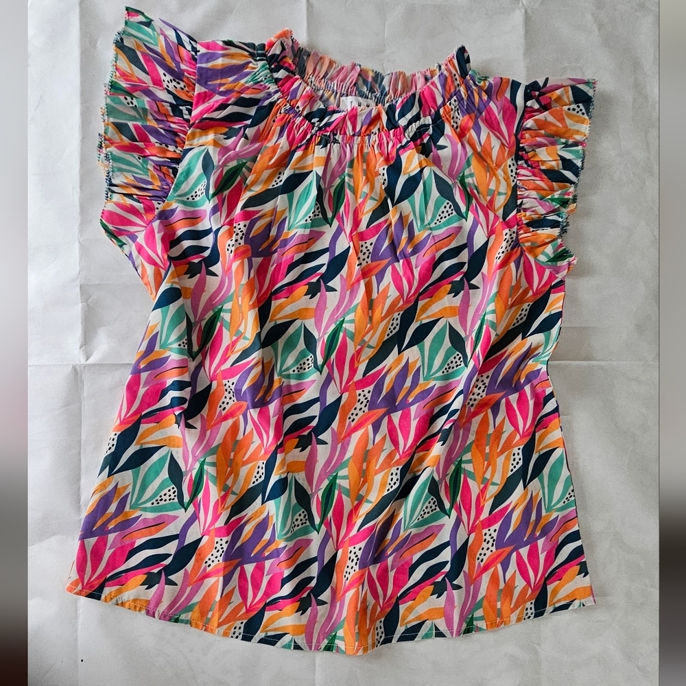 THML Top Colorful Tropical Print Multicolor